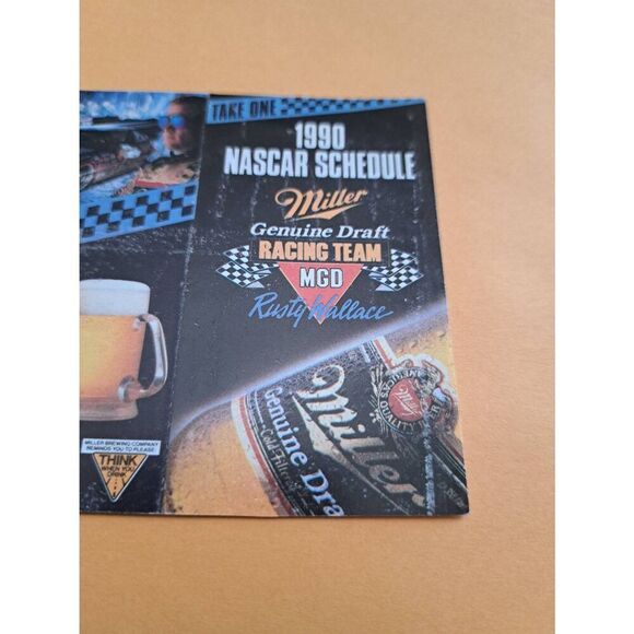 1990 Rusty Wallace MGD NASCAR Schedule Foldout Miller Beer Promo Racing Cruise - Picture 6 of 10